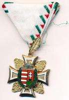 1996. "A Tiszti Szolgálati Jel I. fokozata" tűzzománcozott, aranyozott, ezüstözött tombak kitüntetés mellszalagon T:2 1996. "Distinction for an Officer in Service, 1st Grade" enamelled, gold and silver plated tombac decoration with ribbon C:XF