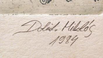 Dolnik Miklós (1953-2005) Bádogdob III. Rézmetszet,1984,Günther Gross rajza alapján. Jelzett, papír,...