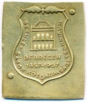 1957. "Bethlen Gábor Közgazdasági Technikum - Debrecen" Br lemez (35x31mm) T:2