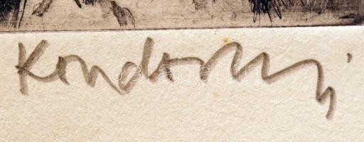 Kondor Lajos (1926-2006): A csepeli munkások gyűlése. 1919 március 18. Rézkarc, papír. Jelzett 19,5 ...