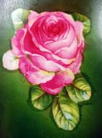 Régi majolika, rózsás kiöntő, mázas, matricás, hibátlan, jelzés nélkül. M:21cm