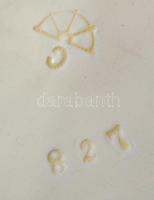 Körmöcbányai szecessziós fali tányér, kézzel festett, lepattanássokkal, jelzett, d:26 cm