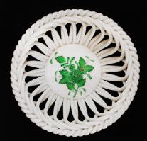 Herendi Apponyi mintás kézzel festett áttört kosár, hibátlan, jelzett, d: 9 cm, m: 3,5 cm