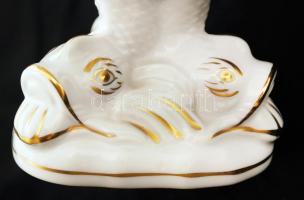 Herendi halas kézzel festett csipkebogyó mintás talpas tál, hibátlan, jelzett, d: 14 cm, m: 10 cm