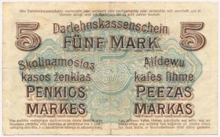 Oroszország/I. világháború/német megszállás/Darlehnskasse Ost/Kowno 1918. 5M T:III- tűlyuk
Russian/F...