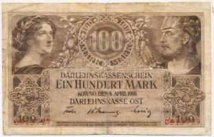 Oroszország/I. világháború/német megszállás/Darlehnskasse Ost/Kowno 1918. 100M T:III-
Russian/First ...