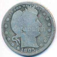 Amerikai Egyesült Államok 1905. 1/4$ Ag "Barber" T:3
USA 1905. Quarter Dollar Ag "Bar...