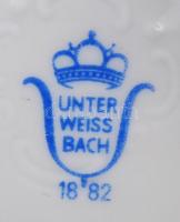 Unter Weissbach rózsás porcelán bonbonier, apró lepattanással, jelzett, 13x9x11 cm