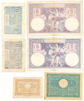 Románia 1915. 1L (2x) + 1917. 5L + 1920. 5L + 1945. 20L + 100L T:III,III-
Romania 1915. 1 Leu (2x) +...
