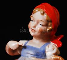 W&A Bertram lányka kosárral, hibátlan, jelzett, m: 19 cm