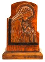 Bronz Madonna plaket,(12cm)fa talpon, Art deco, jelzett (KL).