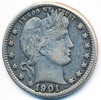 Amerikai Egyesült Államok 1901. 1/4$ Ag "Barber" T:2
USA 1901. Quarter Dollar Ag "Bar...