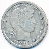 Amerikai Egyesült Államok 1902. 1/4$ Ag "Barber" T:2-
USA 1902. Quarter Dollar Ag "Ba...