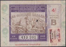 1942 Sorsjegy bélyeggel "Les Gueles Cassées"