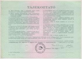 Budapest 1991. "Országos Kárrendezési és Kárpótlási Hivatal" kárpótlási jegye 5000Ft-ról, ...