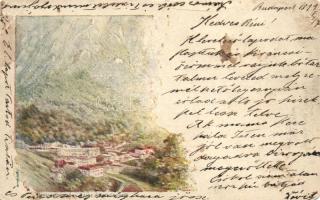 4 db RÉGI erdélyi városképes lap; Máriaradna, Herkulesfürdő, Felsőbánya, Szovátafürdő / 4 old Transy...