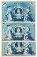 Német Birodalom 1908. 100M (3x) zöld pecséttel T:III
German Empire 1908. 100 Mark (3x) with green se...
