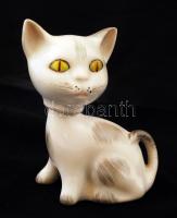 Aquincumi porcelán macska, levehető fejjel, jelzett, hibátlan. 7,5x6cm