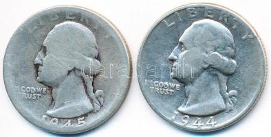 Amerikai Egyesült Államok 1944-1945. 1/4$ Ag "Washington Quarter" (2x) T:3
USA 1944-1945. ...