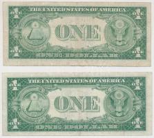 Amerikai Egyesült Államok 1935D,F 1$ (2x) kék pecséttel T:III
USA 1935D,F 1 Dollar (2x) with blue se...