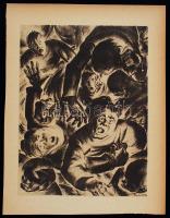 Ruzicskay György (1896-1993): A pokol tornácán. Algrafia, papír, jelzett az algrafián, 24×18 cm