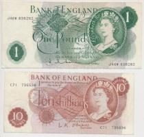 Nagy-Britannia 1962-1966. 10Sh szign.:J.Q. Hollom + 1960-1961. 1Ł szign.:L.K. O'Brien T:III Great Britain 1962-1966. 10 Shilling sign.:J.Q. Hollom + 1960-1961. 1 Pound sign.:L.K. O'Brien C:F