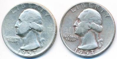Amerikai Egyesült Államok 1953. 1/4$ Ag "Washington Quarter" (2x) T:2-,3
USA 1953. 1/4 Dol...