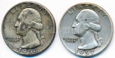 Amerikai Egyesült Államok 1954-1957. 1/4$ Ag "Washington Quarter" (2x) T:2-,3
USA 1954-195...
