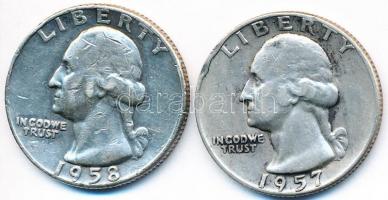 Amerikai Egyesült Államok 1957-1958. 1/4$ Ag "Washington Quarter" (2x) T:2-,3
USA 1957-195...