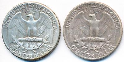 Amerikai Egyesült Államok 1960. 1/4$ Ag "Washington Quarter" (2x) T:2- USA 1960. 1/4 Dollar Ag "Washington Quarter" (2x) C:VF