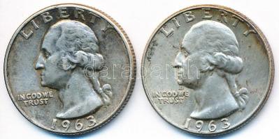 Amerikai Egyesült Államok 1963. 1/4$ Ag "Washington Quarter" (2x) T:2-
USA 1963. 1/4 Dolla...