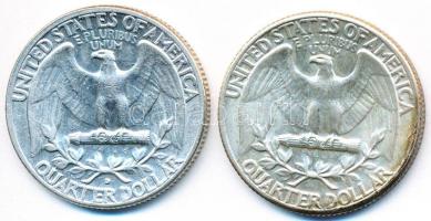 Amerikai Egyesült Államok 1964. 1/4$ Ag "Washington Quarter" (2x) T:2,2- USA 1964. 1/4 Dollar Ag "Washington Quarter" (2x) C:XF,VF