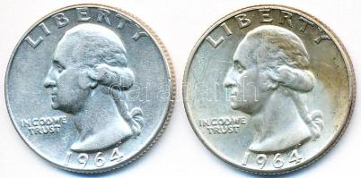 Amerikai Egyesült Államok 1964. 1/4$ Ag "Washington Quarter" (2x) T:2,2-
USA 1964. 1/4 Dol...