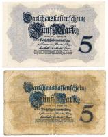 Német Birodalom 1914. 5M (2x) egyik hétjegyű sorszámmal, a másik nyolcjegyű T:II,III-
German Empire ...