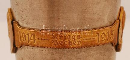 1914-1915 Kriegsbecher, első világháborús fém kupa réz dombormű rátéttel, II. Vilmos német császár é...