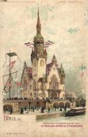 1900 Paris, Exposition Universelle, Pavillon Imperial d'Allemagne / exhibition, imperial pavilion, Meteor hold to light litho (small tear)