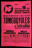 cca 1939 Nemzeti Front hungarista plakát 95x63 cm