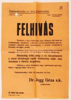 1944 Pestzsenterzsébet m. város Polgármestere Felhívás bombatámadás miatti vízhasználat korlátozásról. 42x30cm