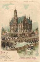 1900 Paris, Exposition Universelle, Pavillon Royal de la Belgique / exhibition, Belgian Royal pavilion, Meteor hold to light litho (wet damage)