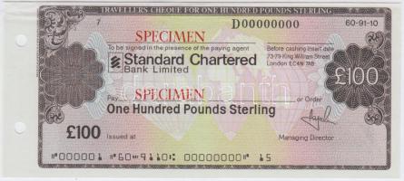 Amerikai Egyesült Államok DN "Standard Chartered Bank" 100Ł "SPECIMEN" utazási csekk T:I-,II hajtatlan USA "Standard Chartered Bank" 100 Pounds "SPECIMEN" travellers cheque C:AU,XF unfolded