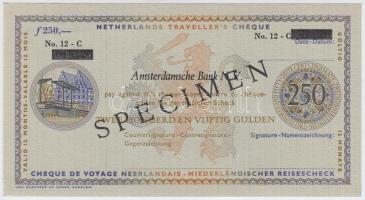 Hollandia DN "Amszterdami Bank" 250G utazási csekk "SPECIMEN" T:I Netherlands ND "Amsterdamsche Bank" 250 Gulden travellers cheque "SPECIMEN" C:UNC