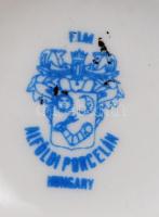 Alföldi porcelán népi motívumos kávés/teáskészlet: 6 db csésze és csészealj, jelzett, kis hibával, c...