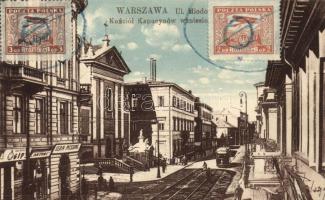 Warsaw, Warszawa; Ul. Miodowa, Kosciol kapucynów / street, church, shop of Leon Messing and Antoni, tram (EB)