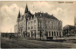 Budapest IV. Újpest, Városháza, Tóth és Társa műasztalosok bútorcsarnoka, Máté Ambrus vendéglője (ázott sark / wet corner)