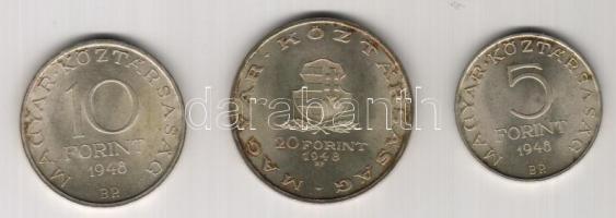 1948. 5Ft+10Ft+20Ft Ag "Szabadságharc" T:2+