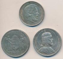 1938. 5P Ag "Szent István" + 1930. 5P Ag "Horthy jobbra" + 1947. 5Ft Ag "Ko...