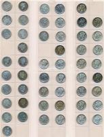 Amerikai Egyesült Államok 1853-1945. 1D Ag "Seated Liberty" + "Barber" + "M...