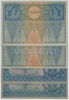 1902. 1000K (12x) piros "Deutschösterreich" felülbélyegzéssel, német és magyar típus is T:...
