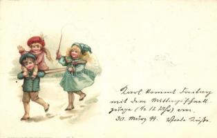 1899 Playing children litho