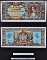 1945-1946. 50P-100.000.000BP (40x) + "MNB" bélyegek (3x négyes ívben) gyűjtemény egyedi al...